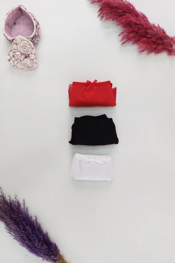 3'lü Dantelli Kadın Külot Üçgen Kalıp Tanga Kadın Külot - Resim 2