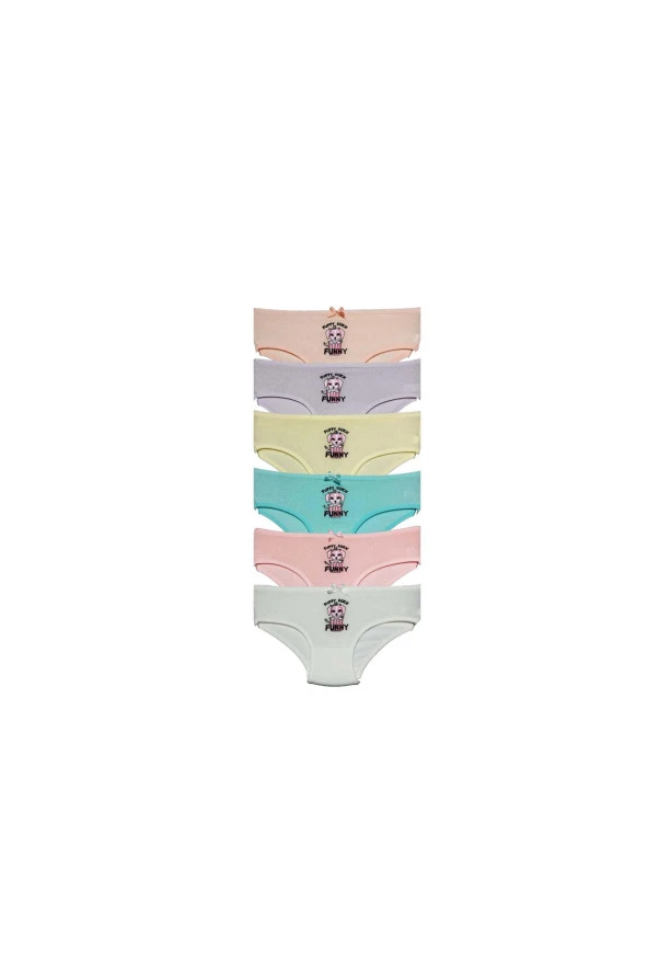 6'lı Baskılı Pamuklu Kız Çocuk Külot ürün görseli