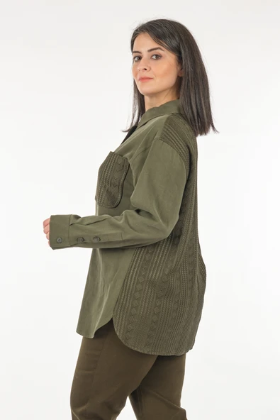 Faik Sönmez Oversize Uzun Kol Gömlek Yaka Kadın Tunik - Minimalist Tasarım - 4