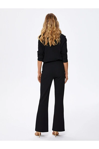 Faik Sönmez Minimalist Yüksek Bel Midi Bol Paça Kadın Pantolon - Günlük & Ofis Şıklığı - 3