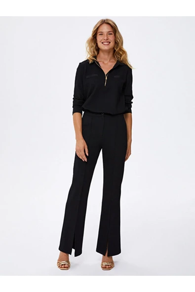 Faik Sönmez Minimalist Yüksek Bel Midi Bol Paça Kadın Pantolon - Günlük & Ofis Şıklığı