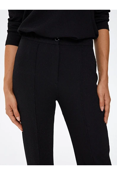 Faik Sönmez Minimalist Yüksek Bel Midi Bol Paça Kadın Pantolon - Günlük & Ofis Şıklığı - 4