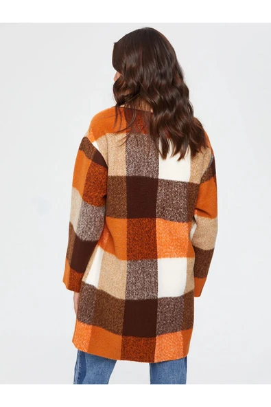 Faik Sönmez Oversize Midi Kareli Kaban - Vintage Stil - 4