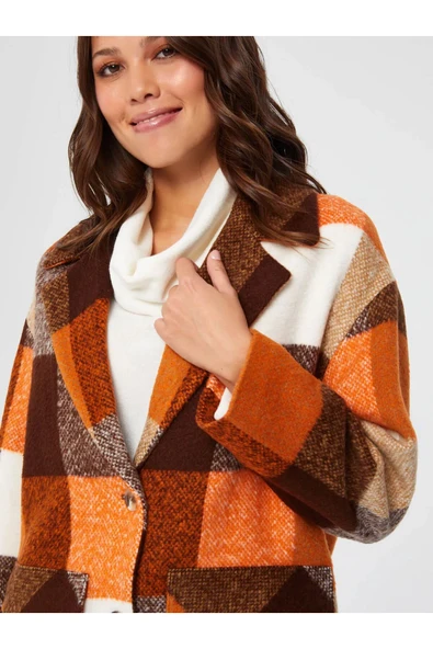 Faik Sönmez Oversize Midi Kareli Kaban - Vintage Stil - 5