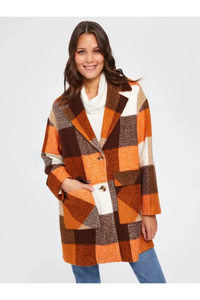 Faik Sönmez Oversize Midi Kareli Kaban - Vintage Stil - 3