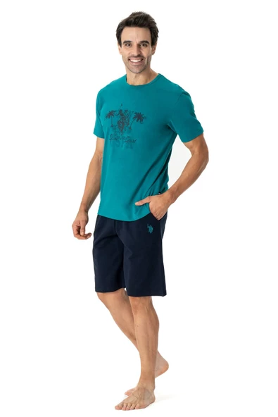 U.s. Polo Assn. 18775 Erkek Yuvarlak Yaka Kısa Kollu Şortlu Pijama Takımı