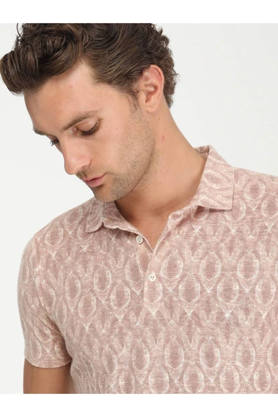 Kip Minimalist Desen Polo Yaka Kısa Kol Erkek T-Shirt TSH-1322 - 4