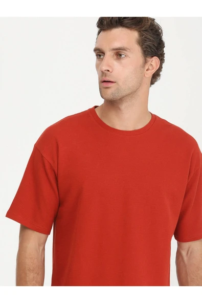 Kip Oversize Kısa Kol Yuvarlak Yaka Minimalist Erkek T-Shirt TSH-1348 - Günlük Kullanım - 4