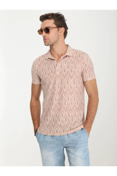 Kip Minimalist Desen Polo Yaka Kısa Kol Erkek T-Shirt TSH-1322