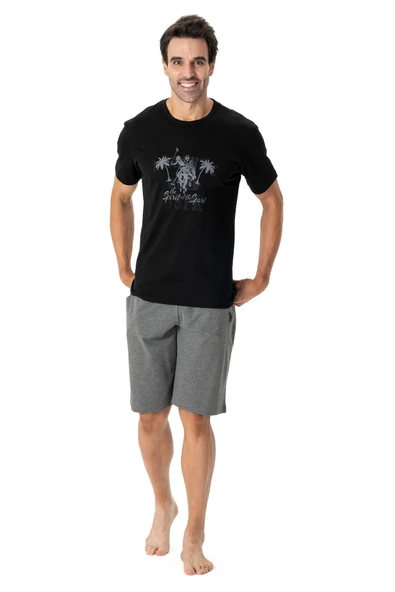 U.s. Polo Assn. 18775 Erkek Yuvarlak Yaka Kısa Kollu Şortlu Pijama Takımı - 3