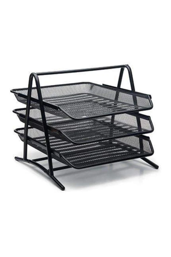 Metal Perfore Evrak Rafı 3`lü Siyah ürün görseli