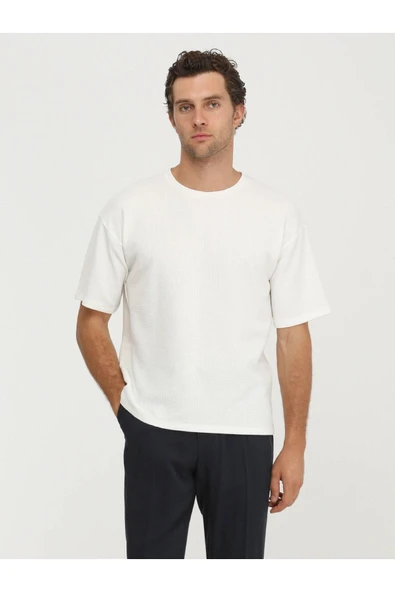 Kip Oversize Kısa Kol Yuvarlak Yaka Minimalist Erkek T-Shirt TSH-1348 - Günlük Kullanım - 6