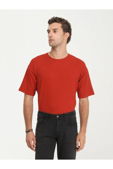 Kip Oversize Kısa Kol Yuvarlak Yaka Minimalist Erkek T-Shirt TSH-1348 - Günlük Kullanım - 3