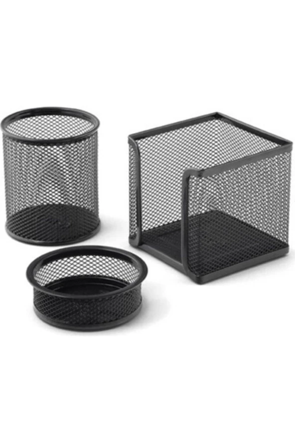 Metal Perfore 3'lü Siyah Set