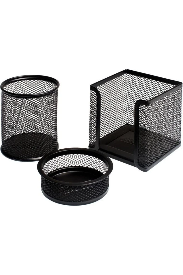 Metal Ofis Seti (file Metal 3'lü Evrak Rafı + Kalemlik + Ataşlık + Küpnotluk) - Resim 3