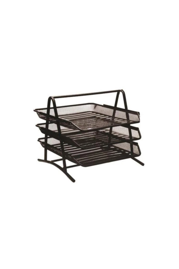 Perfore Evrak Rafı Metal 3 Katlı Siyah (460G) - 1