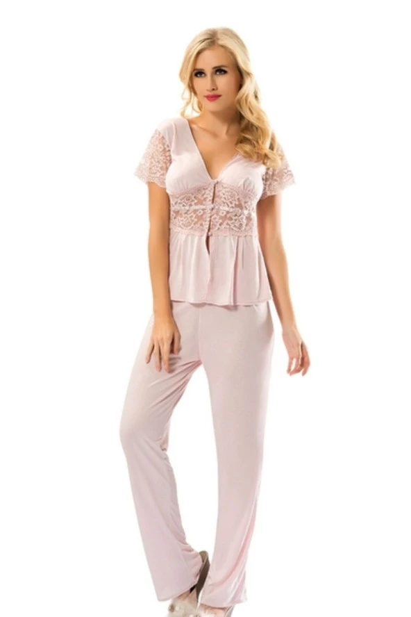 1555 Penye Pudra Pijama Takım Pudra Renk Xl Beden