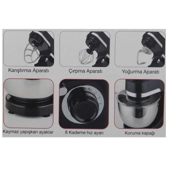 Conti CHM-101 Eksper 5.3 lt 1000 W Hamur Yoğurma Makinesi - 4