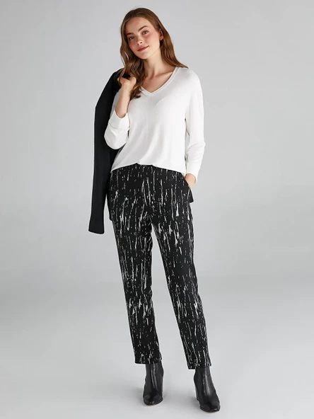 Faik Sönmez Minimalist V Yaka 3/4 Kol Kadın T-Shirt - Günlük Şıklık - 10