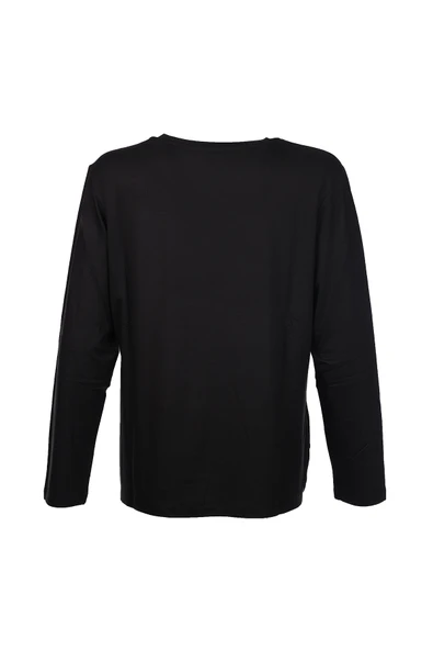 Faik Sönmez Kadın Oversize V Yaka Uzun Kol Minimalist T-Shirt - 8