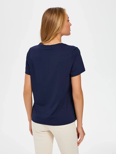 Faik Sönmez Kadın Oversize V Yaka Uzun Kol Minimalist T-Shirt - 12