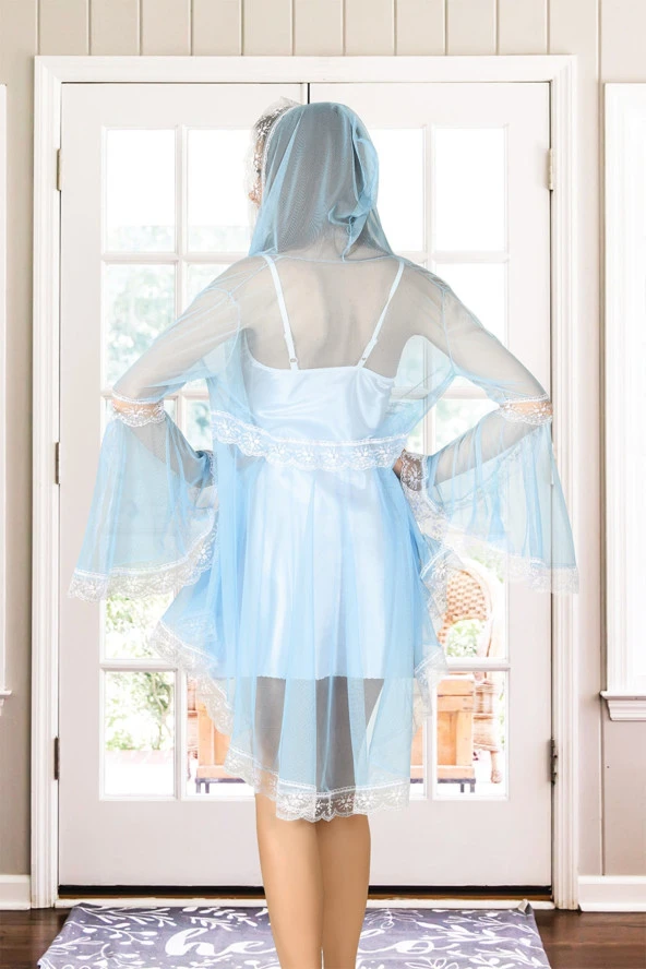 Saten Şifon Gecelik Sabahlık Takımı - Resim 2