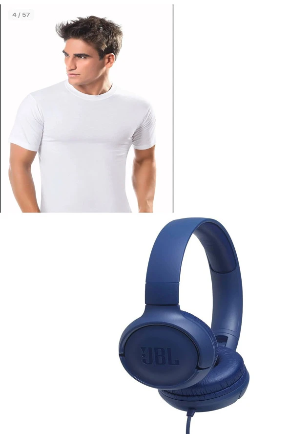 Penye Kapalı Yaka 6'lı + TUNE 500 - Kablolu Kulak Üstü Kulaklık - Mavi Hediyeli ürün görseli