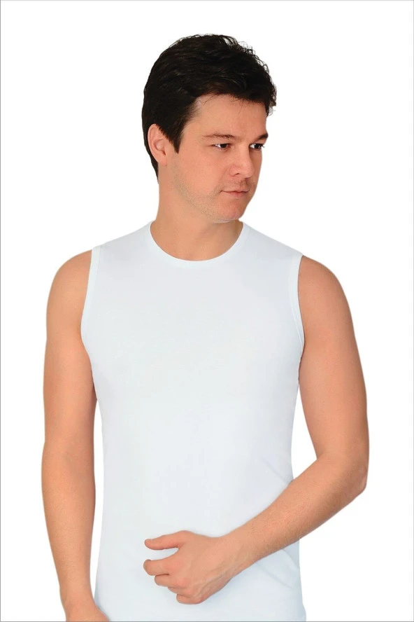 Erkek Beyaz Likralı Sıfır Kol Atlet ürün görseli