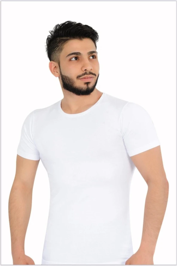 Likralı Bisiklet Yaka Yarım Kol Atlet 6'lı Paket ürün görseli