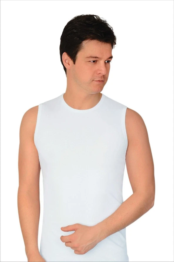 Erkek Beyaz Likralı Sıfır Kol Atlet ürün görseli