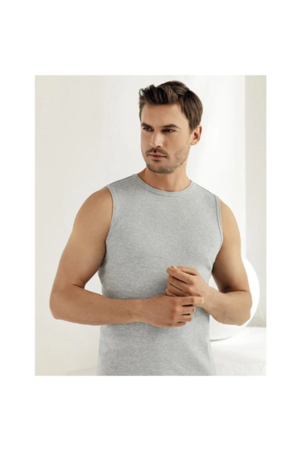 Erkek Likralı Bisiklet Yaka Sıfır Kol Atlet 6'lı Paket ürün görseli