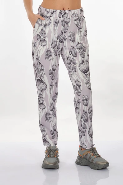 Perspective Kadın Çiçek Desenli Midi Pantolon - Rahat ve Şık Günlük - Resim 3