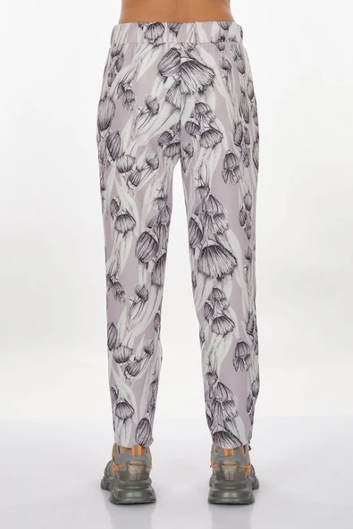 Perspective Kadın Çiçek Desenli Midi Pantolon - Rahat ve Şık Günlük - Resim 6