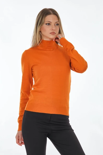 Perspective Minimalist Yüksek Yaka Uzun Kol Kadın Kazak - Günlük & Ofis - 5