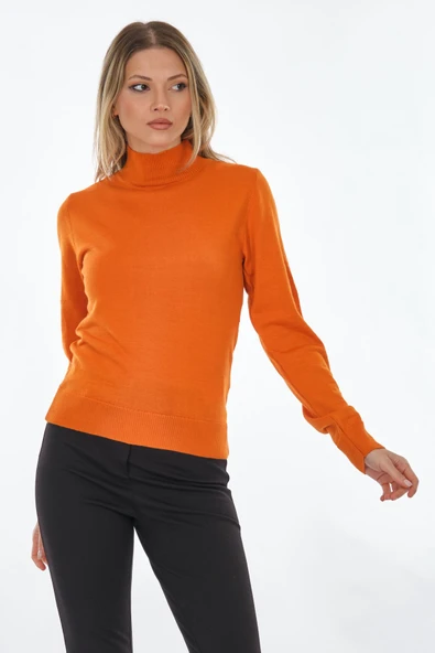 Perspective Minimalist Yüksek Yaka Uzun Kol Kadın Kazak - Günlük & Ofis - 3