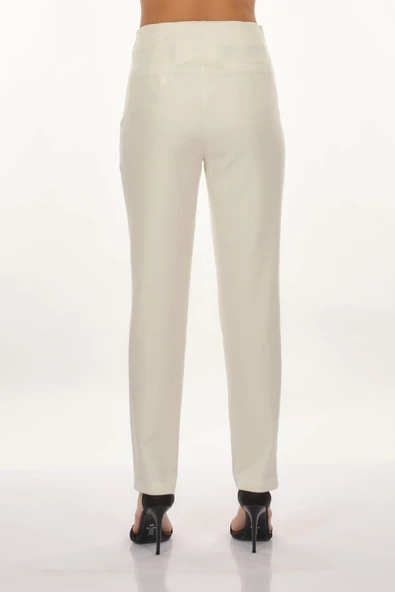 Perspective Minimalist Yüksek Bel Düğmeli Kadın Pantolon - Regular Fit - 5