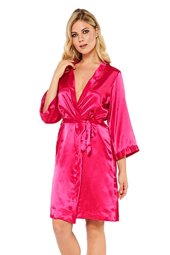 Ipek Saten Fuşya Sabahlık ürün görseli