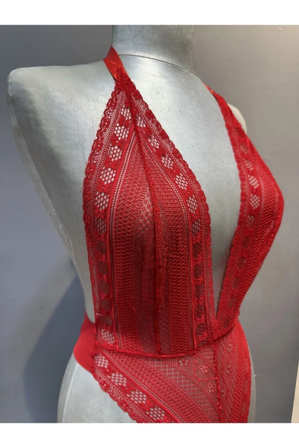 KIRMIZI DANTELLİ BODYSUİT ürün görseli 1