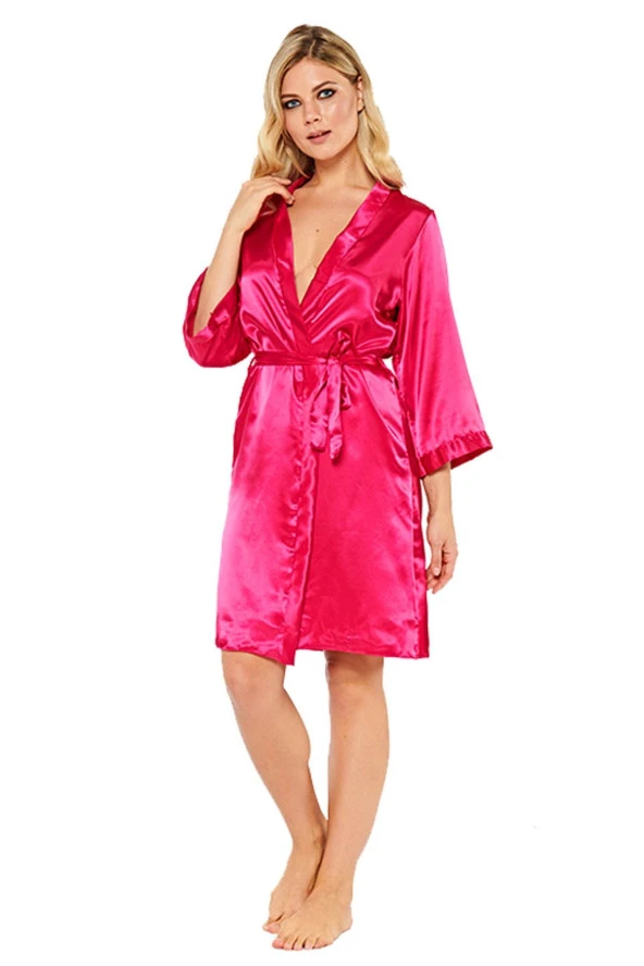 Ipek Saten Fuşya Sabahlık ürün görseli