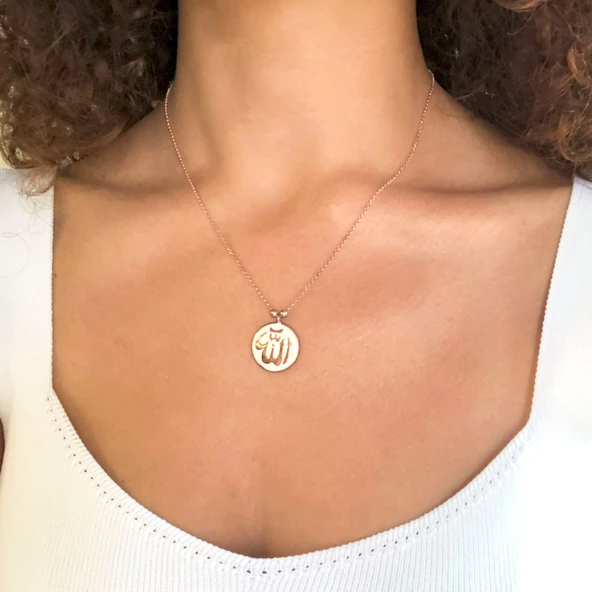 Rose Allah Yazılı Gümüş Kolye GK-291 - 2