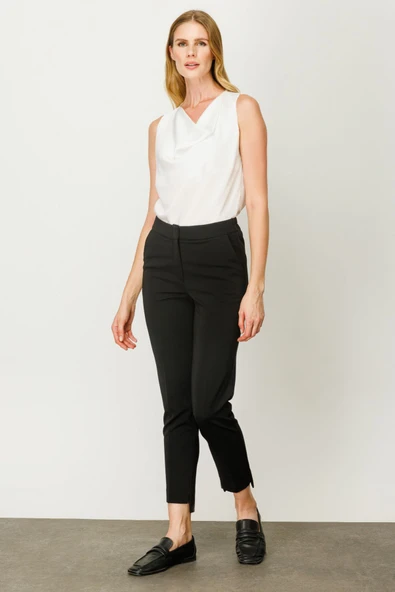 Ekol Minimalist Kadın Pantolon - 7/8 Boy Yüksek Bel - Günlük & Ofis - 6