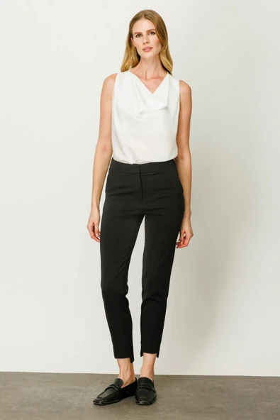 Ekol Minimalist Kadın Pantolon - 7/8 Boy Yüksek Bel - Günlük & Ofis - 5