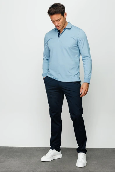 Desen Minimalist Uzun Kol Polo Yaka Erkek Sweatshirt - Rahat ve Şık - 11