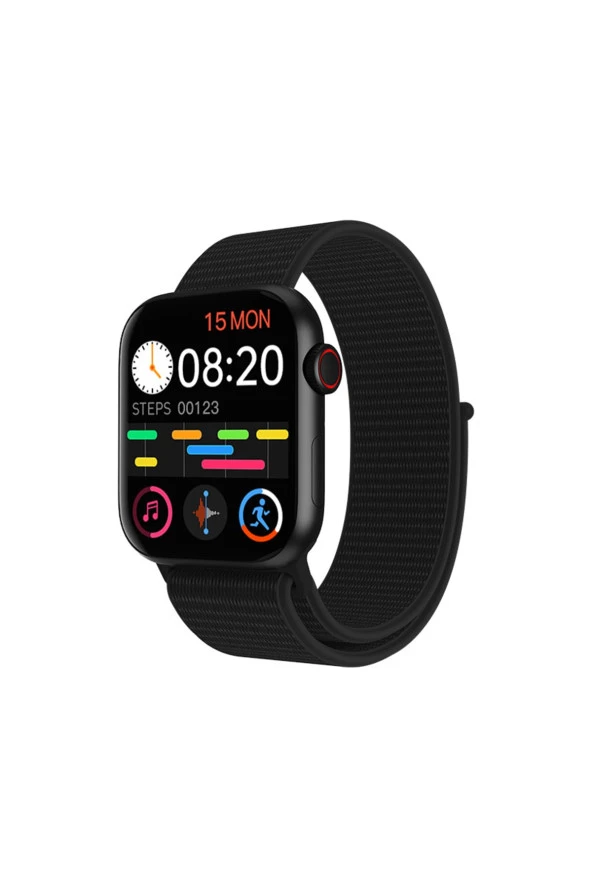 Hw18 Smartwatch Siyah Silikon Ve Hasır Kordonlu Akıllı Saat - 2