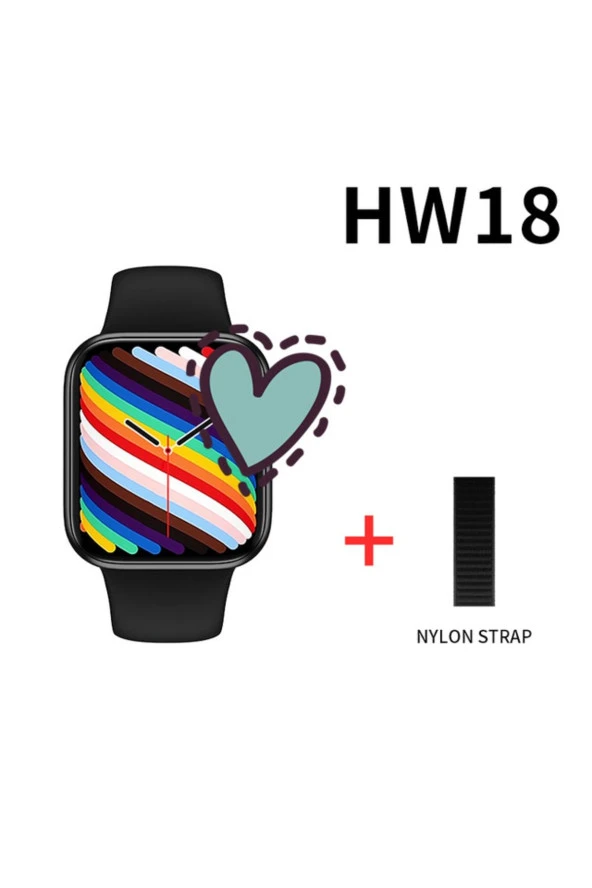Hw18 Smartwatch Siyah Silikon Ve Hasır Kordonlu Akıllı Saat - 3