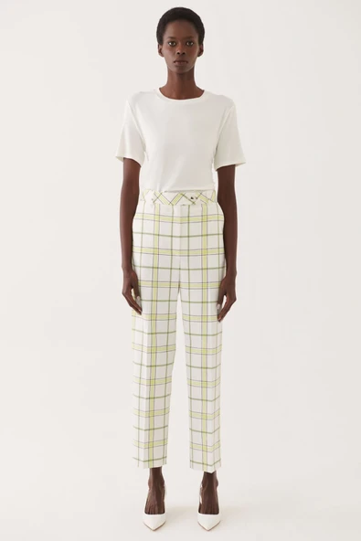 Perspective Minimalist Kareli Midi Kadın Pantolon - Günlük & İş ürün görseli 1