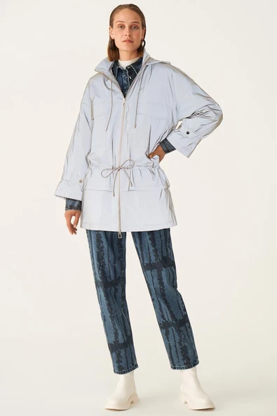 Perspective Oversize Midi Minimalist Reflektif Kadın Mont - 3