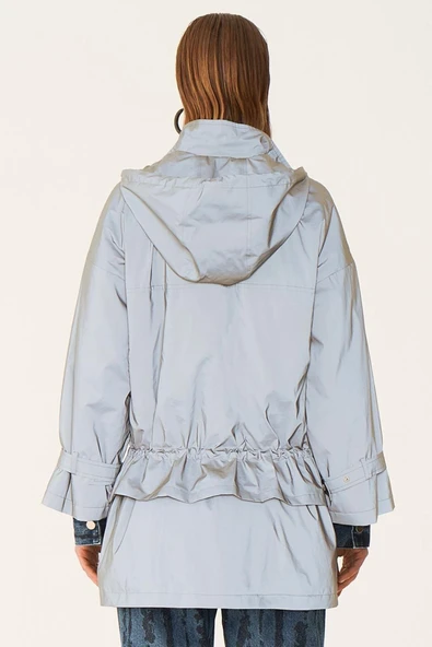 Perspective Oversize Midi Minimalist Reflektif Kadın Mont - 4