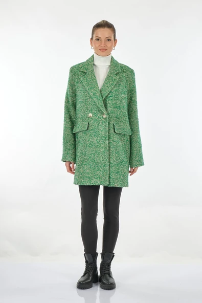 Ysatis Minimalist Midi Çift Göğüslü Kadın Ceket - Şık ve Sıcak - 2