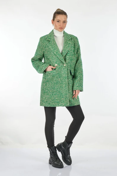 Ysatis Minimalist Midi Çift Göğüslü Kadın Ceket - Şık ve Sıcak - 6